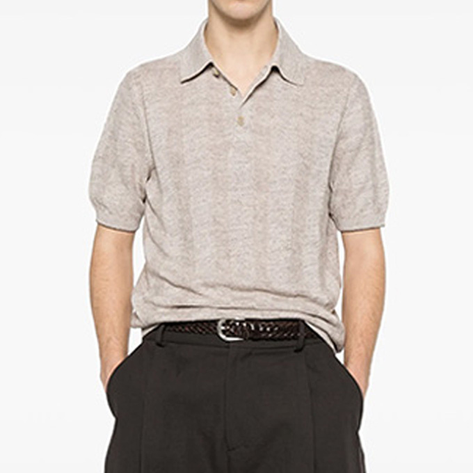 brunello cucinelli rib jacquard knit polo shirt